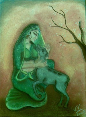 femme et le faon